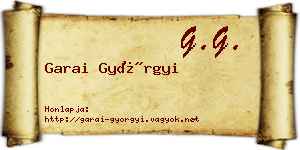 Garai Györgyi névjegykártya